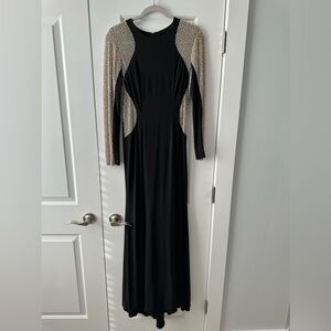 XSCAPE "GEORGIA" LONG BEADED SLEEVE STRETCH KNIT GOWN